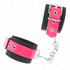 Kink Wrist Restraint KINK Nylon Wrist Restraints Juodas with Leatherette Raspberry Rose Adjustable 19-29cm
