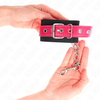 Kink Wrist Restraint KINK Nylon Wrist Restraints Juodas with Leatherette Raspberry Rose Adjustable 19-29cm