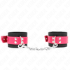 Kink Wrist Restraint KINK Nylon Wrist Restraints Juodas with Leatherette Raspberry Rose Adjustable 19-29cm