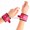 Kink Wrist Restraint KINK Premium Fur-Lined Adjustable Wrist Restraints Juodas/Raspberry Rose 17-29cm