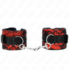 Kink Wrist Restraint KINK Velvet &amp; Lace Wrist Restraints Raudona/Juodas 23x6.5cm Adjustable System