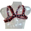 Leather Body Santiago Leather Chain Harness III Juodas/Raudona - Adjustable Unisex Body Priedas