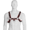 Leather Body Santiago Leather Chain Harness III Juodas/Raudona - Adjustable Unisex Body Priedas