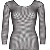 Leg Avenue Mesh Long Sleeve Top Juodas - Stretch Nylon, One Size