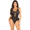 Leg Avenue Bodystockings Leg Avenue Juodas Bodysuit with Bow &amp; Ruffle Accents, One Size