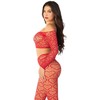 Leg Avenue Bodystockings Leg Avenue Raudona Crop Top &amp; Stockings Set One Size - Vibrant Stretch Fit