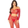 Leg Avenue Bodystockings Leg Avenue Raudona Crop Top &amp; Stockings Set One Size - Vibrant Stretch Fit