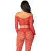 Leg Avenue Bodystockings Leg Avenue Raudona Crop Top &amp; Stockings Set One Size - Vibrant Stretch Fit