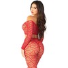 Leg Avenue Bodystockings Leg Avenue Raudona Crop Top &amp; Stockings Set One Size - Vibrant Stretch Fit