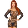 Leg Avenue Dresses Leg Avenue Juodas Lace Long-Sleeved Mini Dress One Size