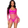 Leg Avenue Dresses Leg Avenue Fuchsia Long Sleeve Fishnet Mini Dress One Size