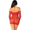 Leg Avenue Dresses Leg Avenue Mesh Mini Dress Raudona Off-Shoulder Long Sleeve Model 5739