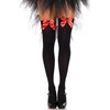 Boland Traciks Leg Avenue Juodas Nylon Thigh Highs with Raudona Bow One Size - Elegant Hosiery
