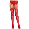 Leg Avenue Hosiery Leg Avenue Lace Fishnet Stockings with Integrated Garters Raudona, One Size