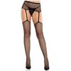 Leg Avenue Hosiery Leg Avenue Elegant Lace Stockings with Cross Motif &amp; Garter Belt, Juodas