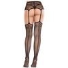 Leg Avenue Hosiery Leg Avenue Elegant Lace Stockings with Cross Motif &amp; Garter Belt, Juodas