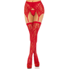 Leg Avenue Hosiery Leg Avenue Lace Thigh-Highs &amp; Garter Belt Raudona-Juodas One Size