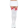 Leg Avenue Europe Leg Avenue Nylon Thigh Highs Baltas/Raudona Bow One Size Classic Style