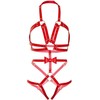 Leg Avenue Kink Harness Teddy Raudona M - Vegan Leather, Studded, Adjustable