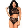 Leg Avenue Sets Leg Avenue 2-Piece Juodas Lace Set S/M - Halter Crop Top &amp; High Waist Thong