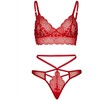 Leg Avenue Sets Leg Avenue Lace Bralette &amp; Strappy Thong Set Raudona M/L