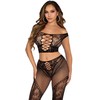 Leg Avenue Sets Leg Avenue Off-Shoulder Crop Top &amp; Fishnet Leggings Set Juodas S/M