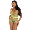 Leg Avenue Sets Leg Avenue Twist Fishnet Set - Lime Juodas Fuchsia, One Size, 2 Pieces