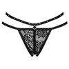 Livco Corsetti Panties Livco Corsetti Nomade Juodas Lace Thong with Decorative Straps, Crotchless