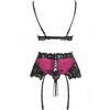 Livco Corsetti Sets LivCo Corsetti NAHIR LC 20214 Burgundy Satin Lingerie Set S/M
