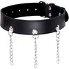 OHMAMA Fetish Adjustable Necklace with Rings and Metal Chain, Juodas