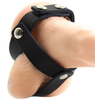 Ohmama Fetish OHMAMA Leather Ball Cage - Adjustable Stainless Steel Ring, Juodas
