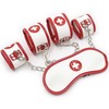 OHMAMA Fetish Mini Set 3-Piece Nurse - Cuffs &amp; Mask Kit, PVC, Baltas/Raudona