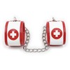 OHMAMA Fetish Mini Set 3-Piece Nurse - Cuffs &amp; Mask Kit, PVC, Baltas/Raudona