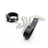 OHMAMA Fetish Leather Collar with Metal Chain and Playful Pendant