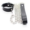 OHMAMA Fetish Leather Collar with Metal Chain and Playful Pendant