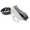 OHMAMA Fetish Leather Collar with Metal Chain and Playful Pendant