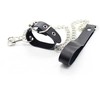 OHMAMA Fetish Leather Collar with Metal Chain and Playful Pendant