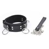 Ohmama Fetish OHMAMA Submission Adjustable Collar with Triple Metal Rings, Juodas