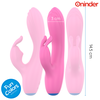 Mėlyna ONINDER Cute Love Bunny Vibrator - App-Controlled, Dual Stimulation, Rožinė/Mėlyna