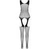 Passion Woman Bodystockings PASSION BS104 Bodystocking Baltas One Size - Elegant Mesh Lingerie