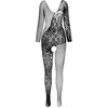 Passion Woman Bodystockings PASSION BS107 Raudona Mesh Bodystocking - One Size, Stretch Lace Design