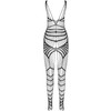 Passion Woman Bodystockings PASSION BS102 Raudona Bodystocking - One Size, Stretch Mesh &amp; Lace Design