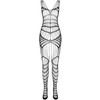 Passion Woman Bodystockings PASSION BS102 Raudona Bodystocking - One Size, Stretch Mesh &amp; Lace Design