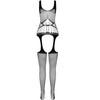 Passion Woman Bodystockings PASSION BS106 Bodystocking Baltas One Size - Elegant Mesh &amp; Lace Design