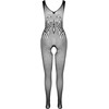 Passion Woman Bodystockings PASSION BS098 Juodas Mesh Bodystocking One Size - Elegant Lace Design