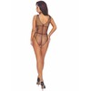 Passion Woman Bodystockings PASSION BS114 Juodas Grid Bodystocking - Elegant Open Design, One Size