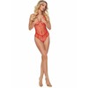 Passion Woman Bodystockings PASSION BS114 Raudona Grid Bodystocking - Open Design, Flexible Fit