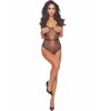 Passion Woman Bodystockings Passion BS115 Bodystocking Juodas Mesh Open Design, Size Options