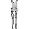 Passion Woman Bodystockings PASSION ECO BS014 Juodas Bodystocking - Sustainable Recycled Nylon, One Size