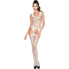 Passion Woman Passion BS038 Bodystocking Baltas - Elegant Embroidered Mesh, One Size